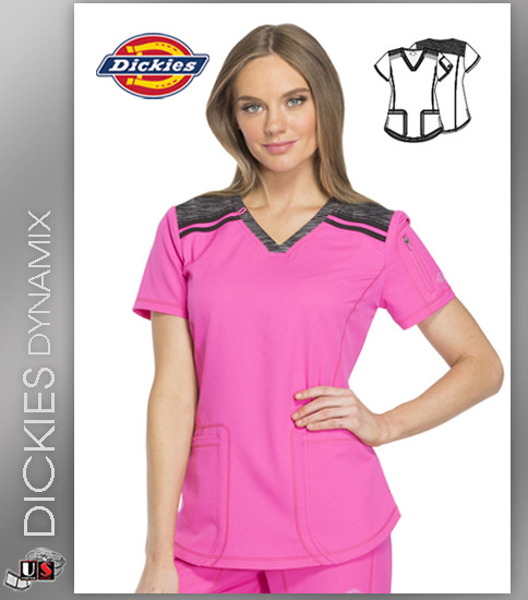 Dickies Dynamix Womens Princess Line V-Neck Top Cosmic Black