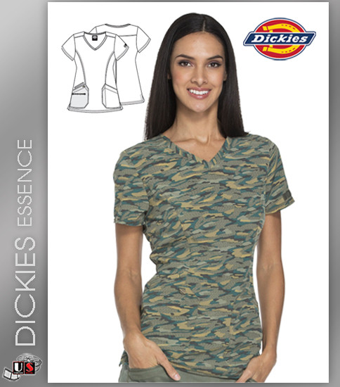 Dickies Essence Womens Get Back in Line Olive V-Neck Top