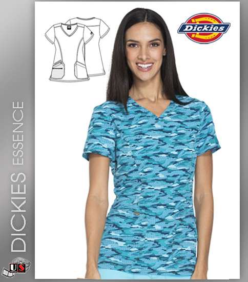 Dickies Essence Womens Get Back in Line Turquoise V-Neck Top