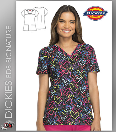 Dickies EDS Street Heart Prints V-Neck Top