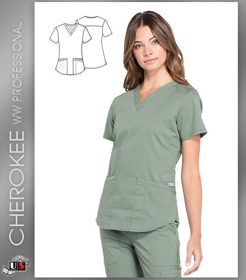 Cherokee Workwear Professionals Women's V-Neck Solid Scrub Top
