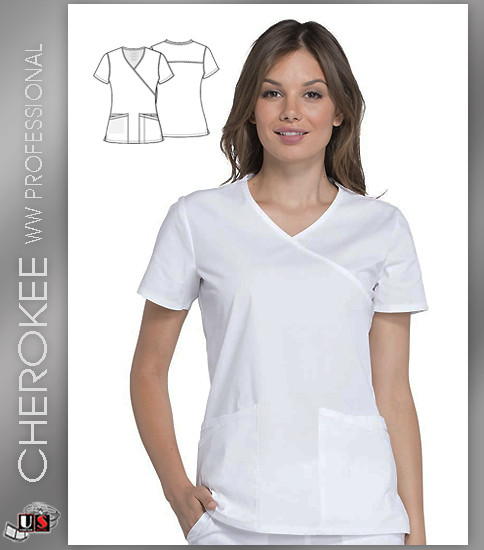Cherokee Workwear Professionals Women's Mock Wrap Top