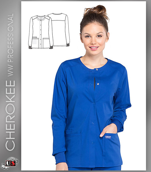 Cherokee Workwear Professionals Snap Front Warm-Up Jacket