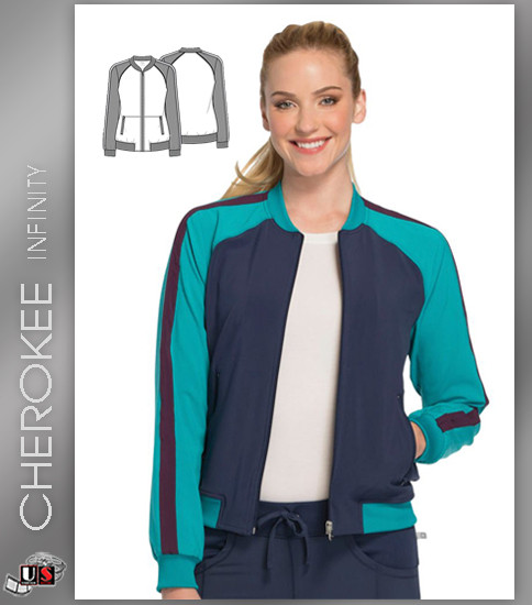 Cherokee INFINITY Women's Zip Front Raglan Sleeve Solid Scrub Jacket-NYPS