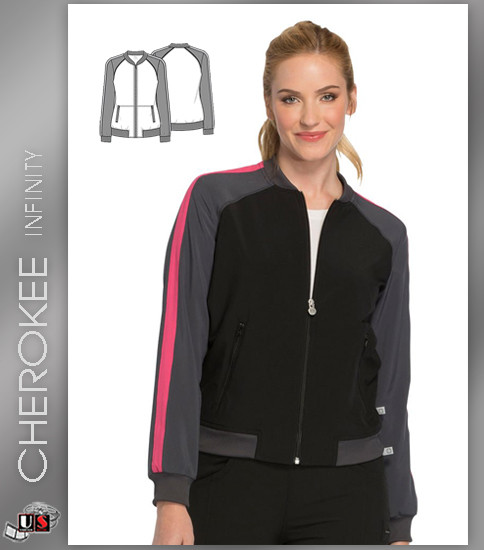 Cherokee INFINITY Women's Zip Front Raglan Sleeve Solid Scrub Jacket-BAPS