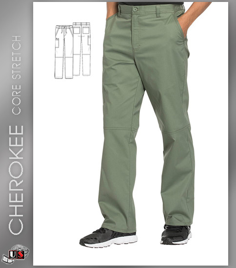 Cherokee Core Stretch Workwear Men's Zip Fly Tapered Scrub Pant