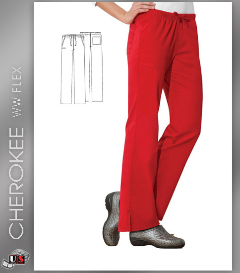 Cherokee WW Flex Workwear Women's Mid-Rise Moderate Flare Scrub Pant