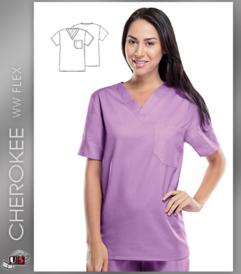 Cherokee WW Flex Workwear Unisex Chest Pocket V-Neck Scrub Top
