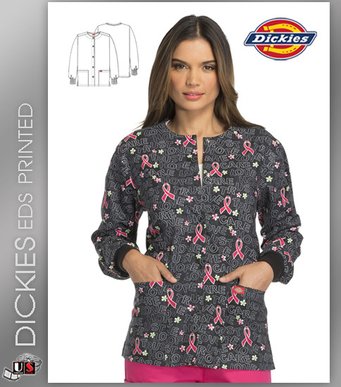 Dickies EDS Signature Women's Love Trust Care Print Snap Front Warm-Up Jacket