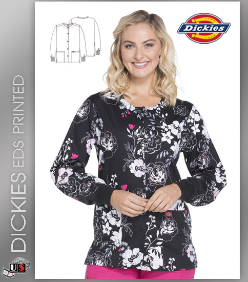 Dickies EDS Signature Women's Petal Persuasion Print Snap Front Warm-Up Jacket