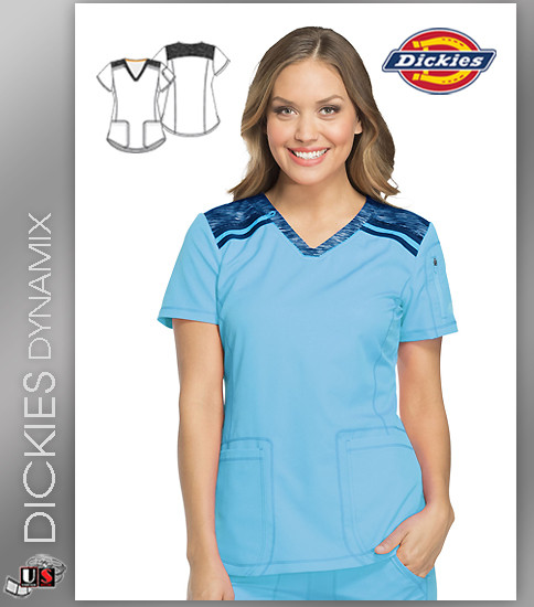 Dickies Dynamix Womens Princess Line V-Neck Top Blue Ice Navy