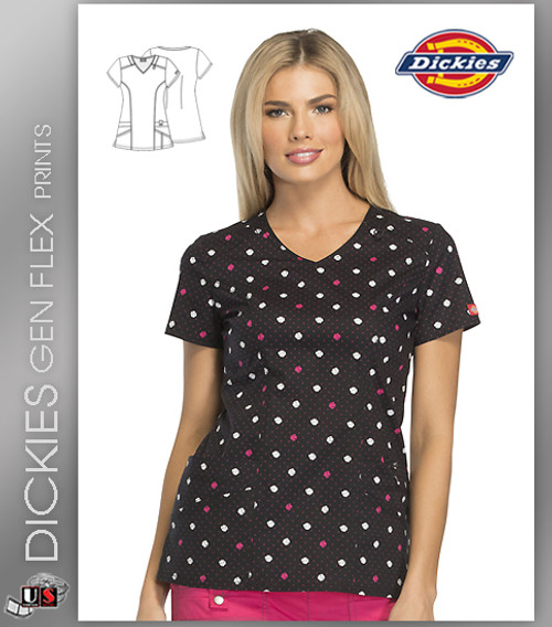 Dickies Gen Flex Fashion Polka Dot Party Prints V-Neck Top
