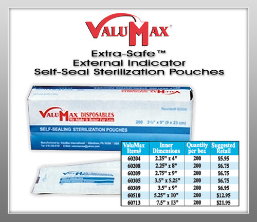 ValuMax® EXTRA-SAFE™ External Indicator Self-Seal Sterilization Pouches