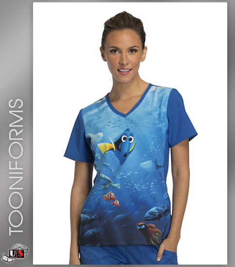 Cherokee Tooniforms Which Way Is Home? Women's V-Neck Short Sleeve Top