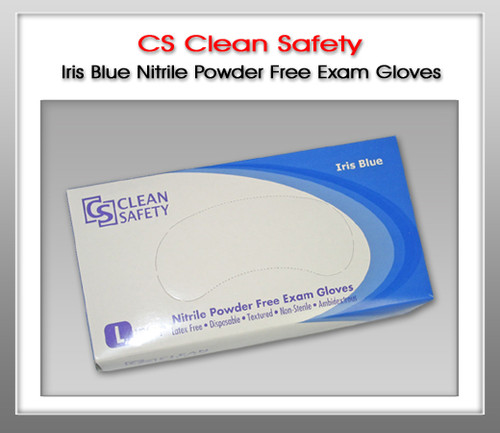 Clean Safety - Iris Blue Nitrile Powder-Free Exam Gloves - 100 Gloves / Box