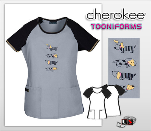 Cherokee Women's Round Neck Print Top Dog Lovers 