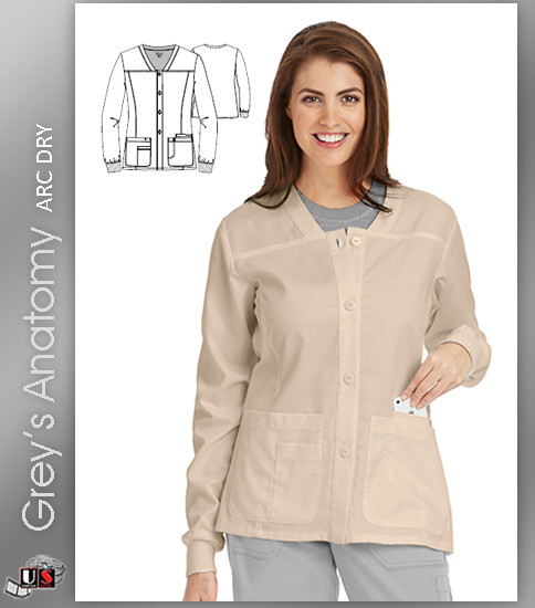 Grey’s Anatomy™ Arc Dry Junior 4 Pocket Sporty Front Button Warm-Up