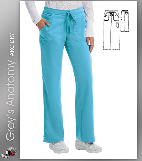 Grey's Anatomy™ Arc Dry Women's 4-Pocket Elastic Back Solid Scrub Pant