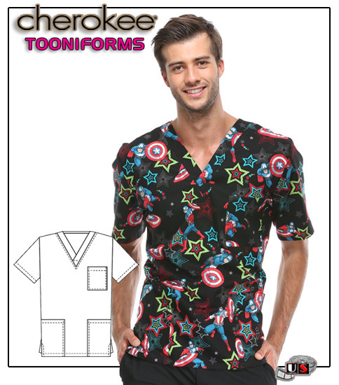 Cherokee Tooniforms American All Star Unisex V-Neck Top