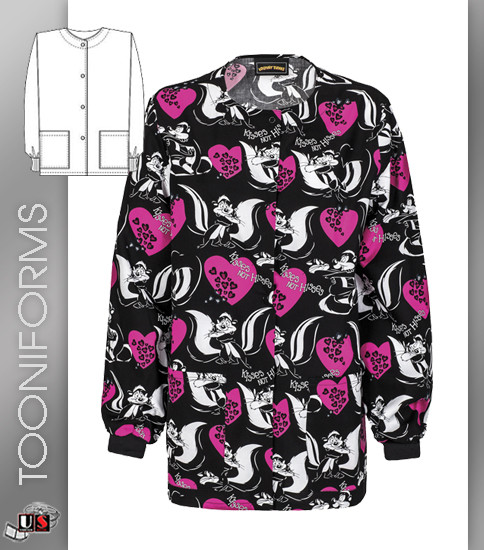 Cherokee Tooniforms Kisses Not Hisses Front Warm-Up Jacket