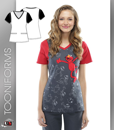 Cherokee Tooniforms Elmo Chalkboard V-Neck Top