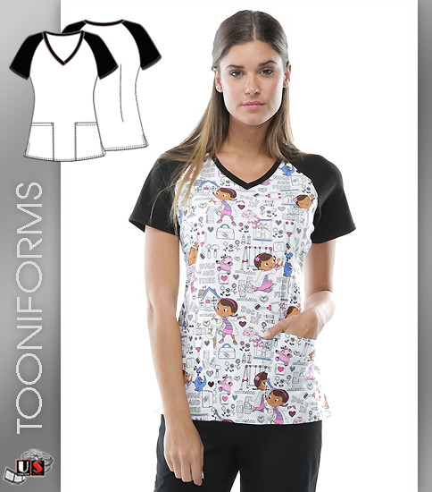 Cherokee Tooniforms Hugs and Fixes V-Neck Top