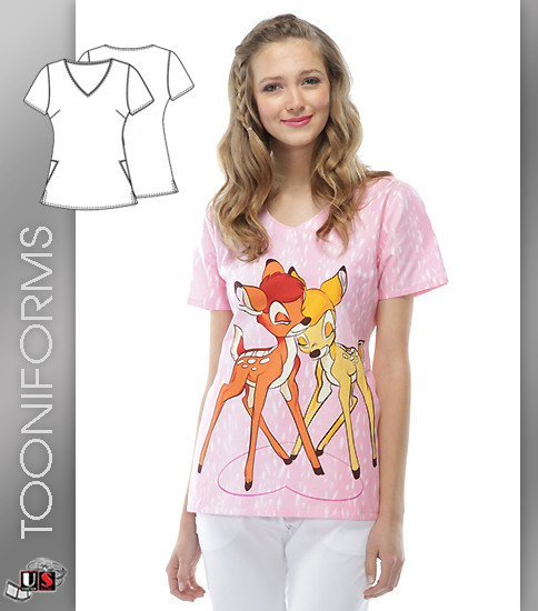 Cherokee Tooniforms I'm Fawned Of You V-Neck Top