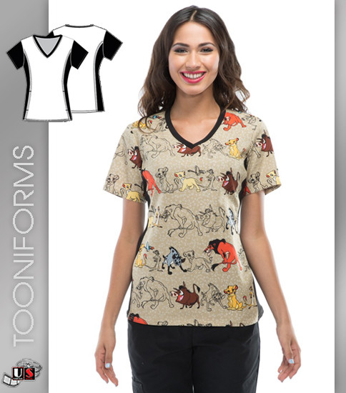 Cherokee Tooniforms Conga Line V-Neck Knit Panel Top