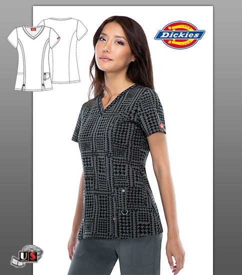 Dickies Printed Plaid To The Bone V-Neck Top
