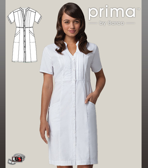 Barco Prima White 2 Pocket Button Front Dress