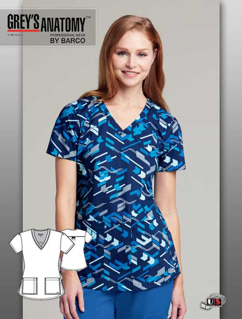 Grey's Anatomy Women's Archer V-Neck Print Top