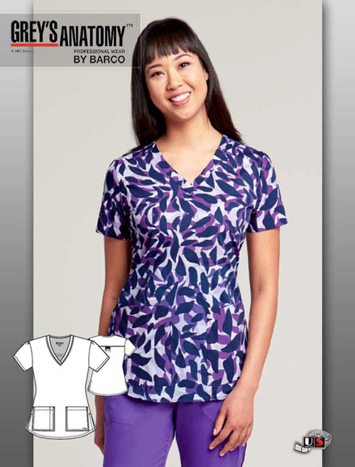 Grey's Anatomy Women's Cypress V-Neck Print Top