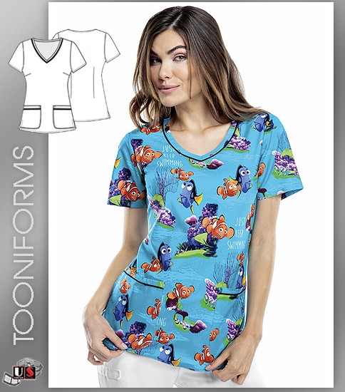 Cherokee Tooniforms Finding Nemo V-Neck Top