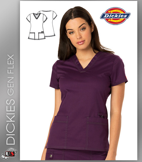 Dickies Gen Flex Women's V-Neck Solid Scrub Top