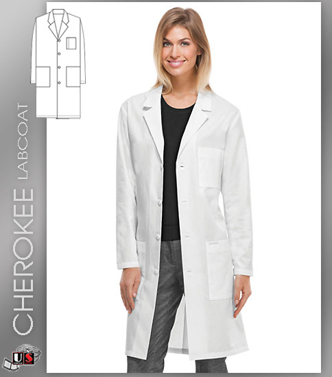 CHEROKEE Next Generation 40" Unisex Lab Coat 2 Roomy Patch Pockets