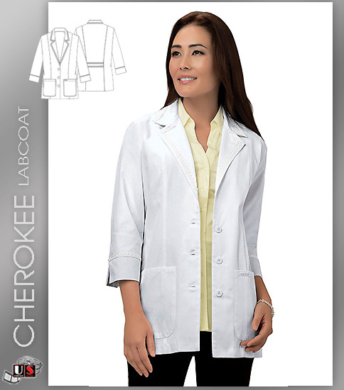 CHEROKEE Next Generation 28" Button Front V-Neck Jacket