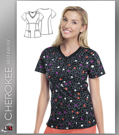 Cherokee Runway Love Spotted V-Neck Top