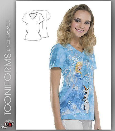 Cherokee Tooniforms Ice Queen V-Neck Top