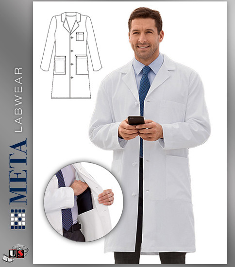 762 Meta Men's 40" Knot Button iPad® Labcoat