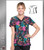 Cherokee Flexibles Women's Brand New Blooms Print V-Neck Knit Panel Top