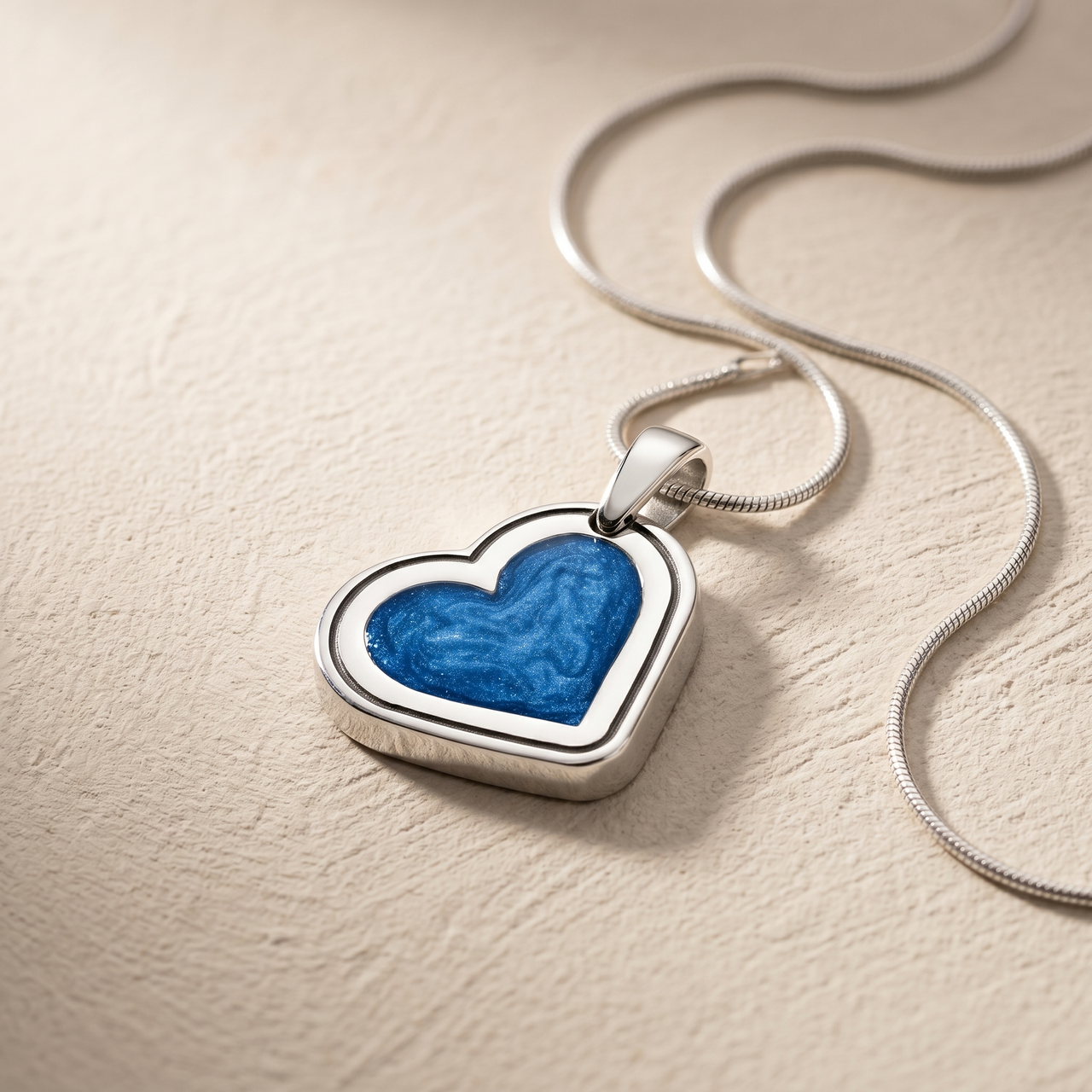 Attentive Heart Sterling Silver with Cobalt Ash Resin Jewelry, Ash 