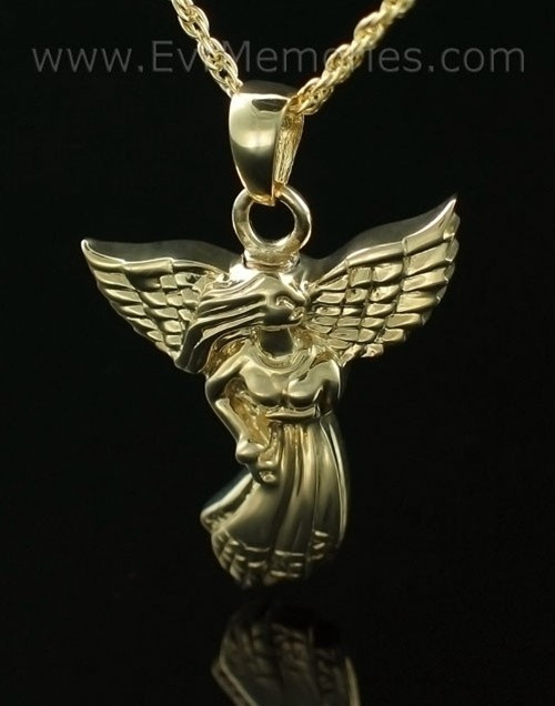14K gold plated angel cremation urn 
