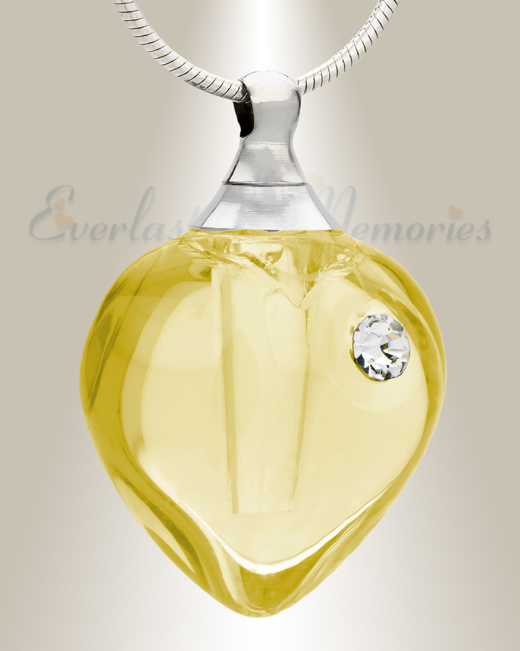 Glass Locket Yellow Iceland Heart 