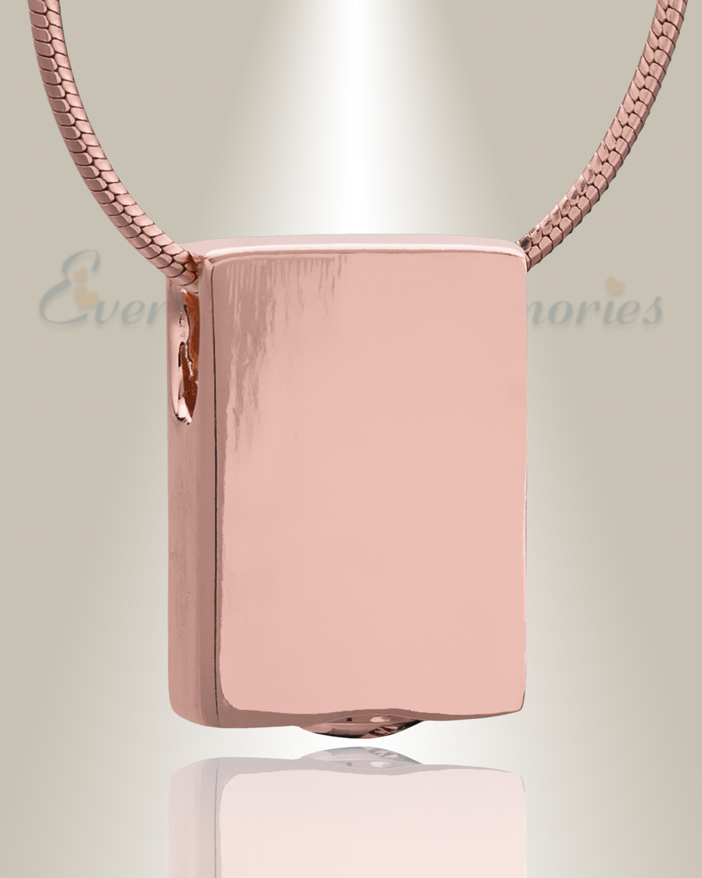 Rose Gold Simple Rectangle cremation jewelry and square urn jewelry