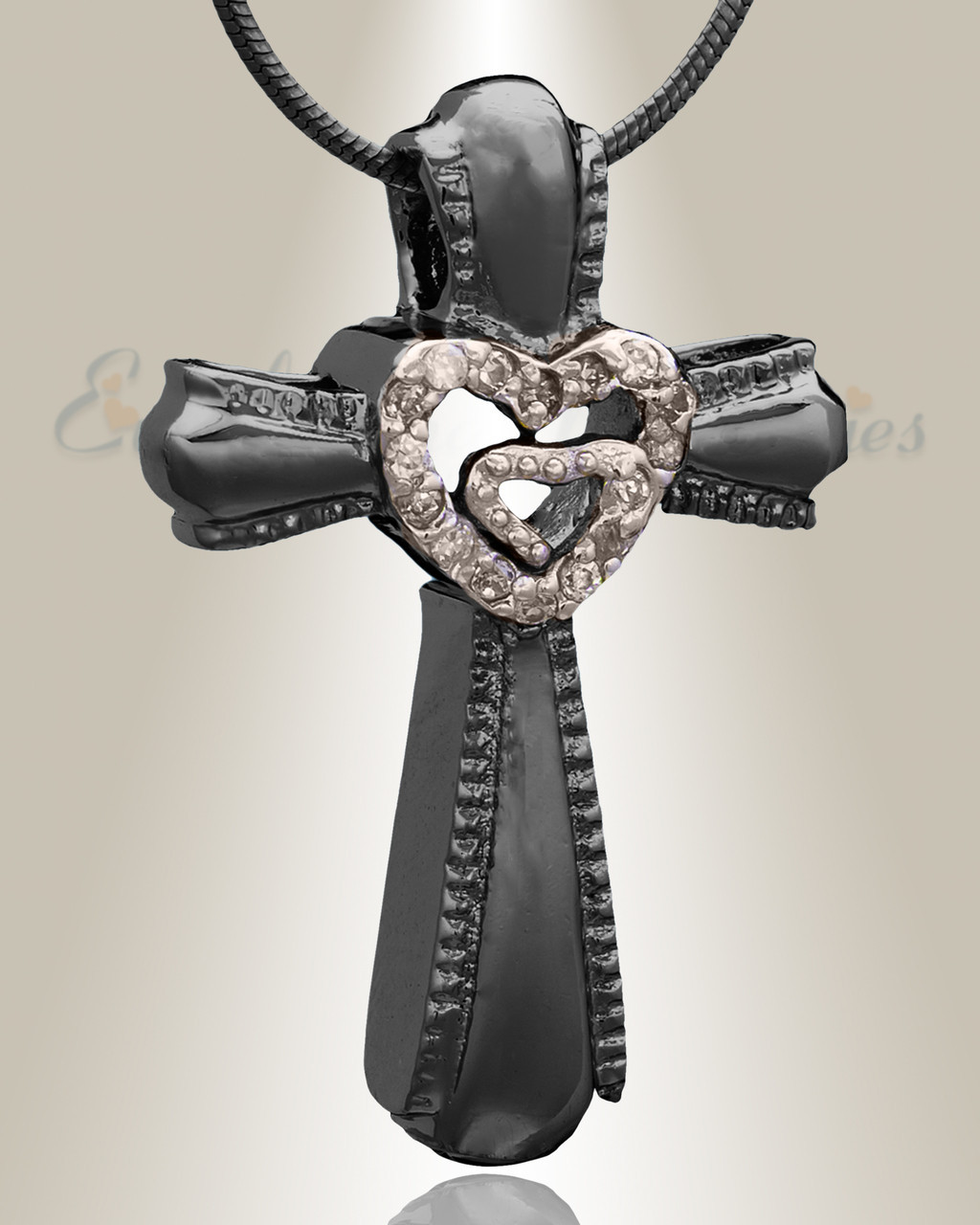 Black Always Cross cremation jewelry and cross memorial pendants