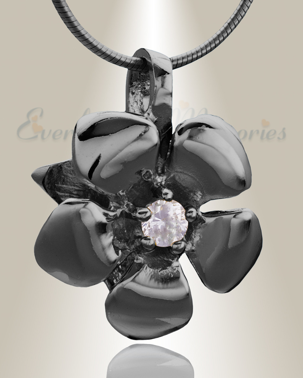Black Daisy cremation jewelry and flower urn pendants