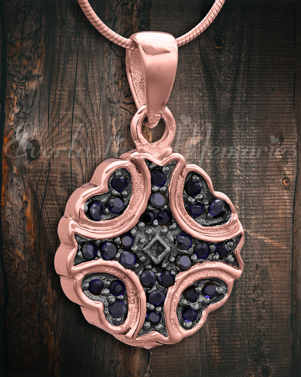 Rose Gold Celestial cremation jewelry and nighttime keepsake jewelry