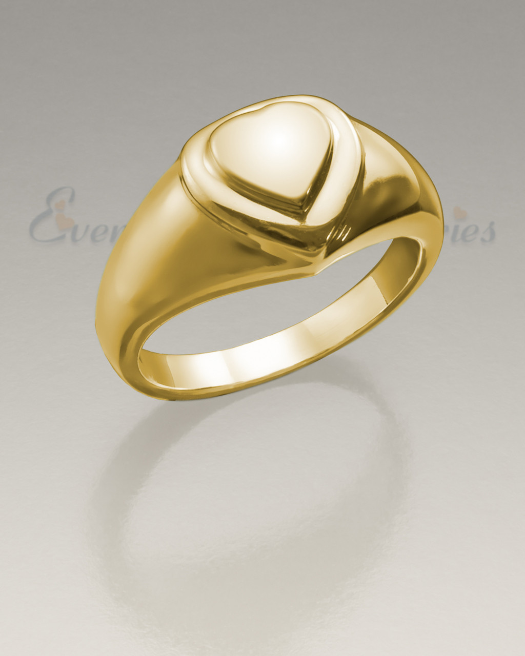 Solid 14 karat gold heart ring cremation keepsake to honor the deceased
