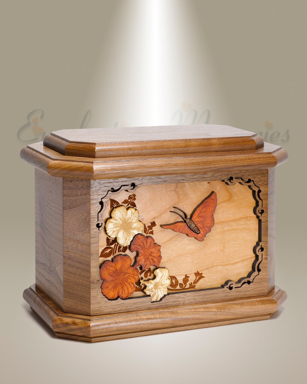 Butterfly Walnut cremation urn