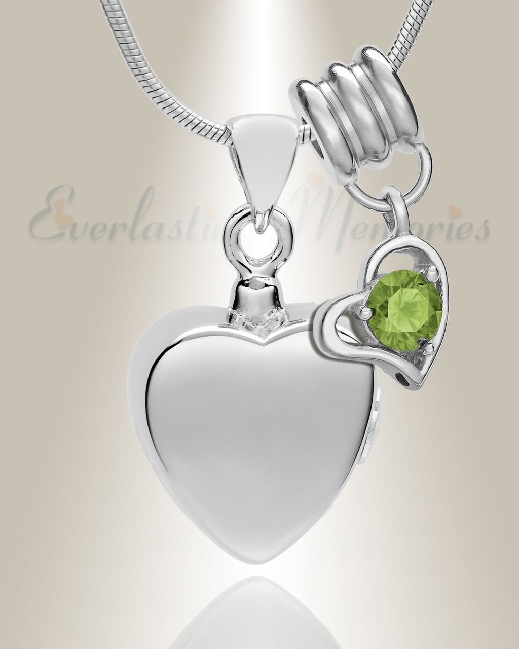 Silver August Simple Heart Urn Pendant